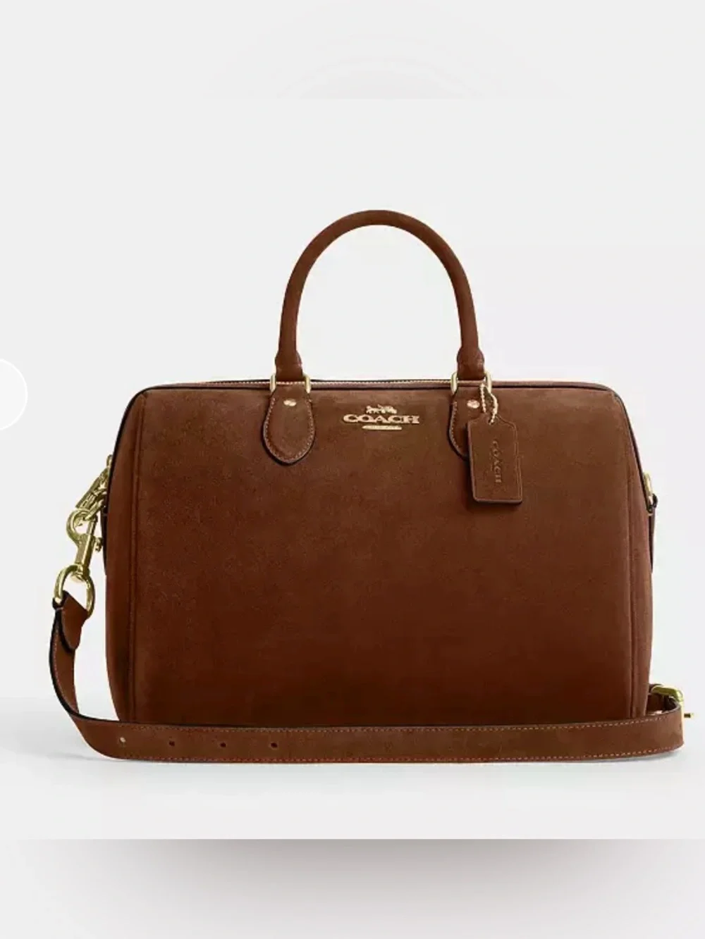 Coach Brown suede large Rowan satchel handbag purse NWT